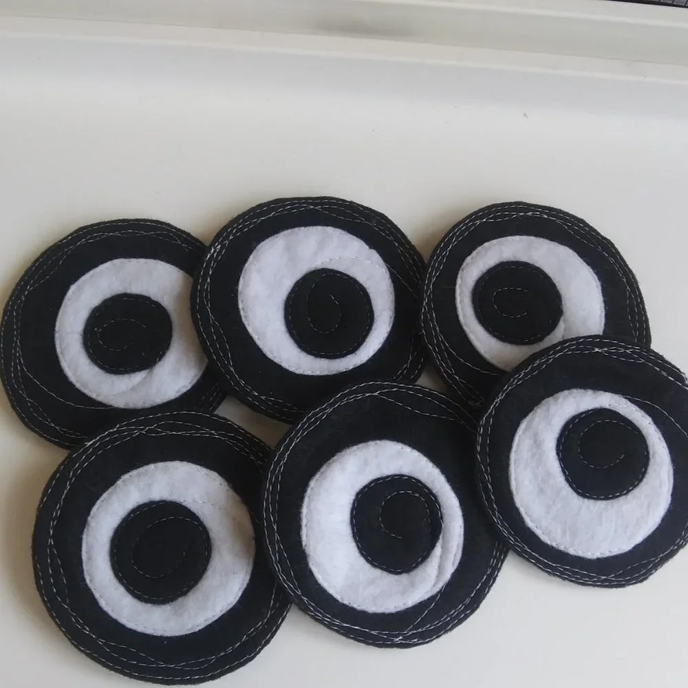 Handcrafted Freeform Stitched Felt Coaster Set #6. (Two Sets Available)